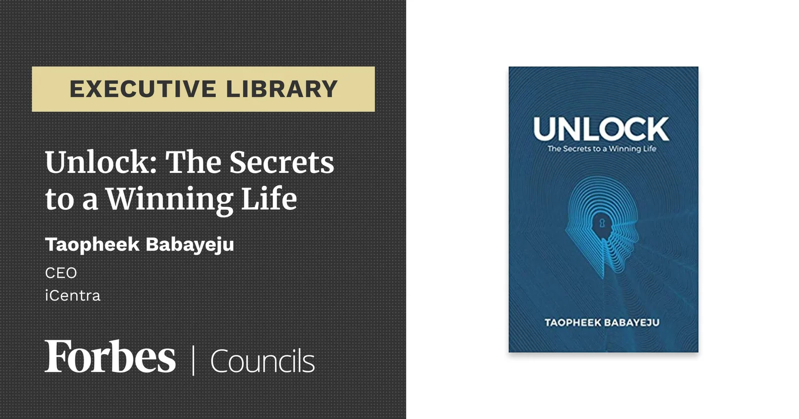 Taopheek Babayeju’s Unlock book listed in Forbes executive library